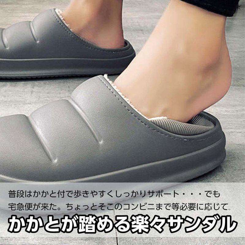 クラシック サンダル As Known 冬用 サンダル 防寒 防水 屋外 外履き 暖かい かかと付き かかと踏めるタイプ オフィスにも最適 ブラック メンズ 26