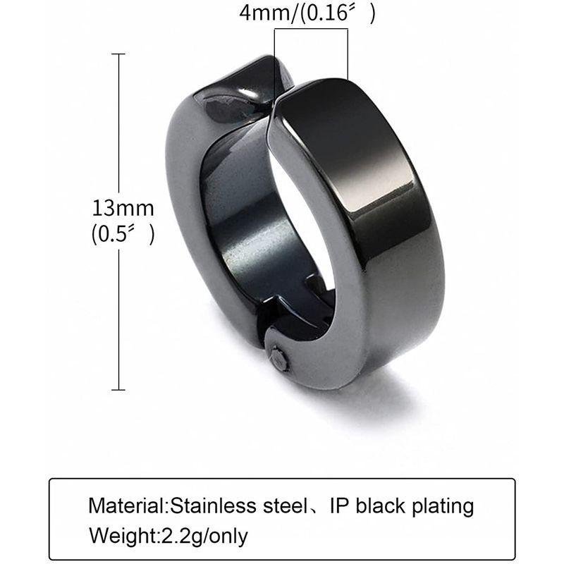 人気特価激安 Rockyu フェイクピアス メンズ 黒 イヤーカフ レディースピアス シンプル イヤリング 幅4mm 鏡面処理 リングピアス フープピアス イヤーカフ イヤークリップ Www Projectcorfu Com