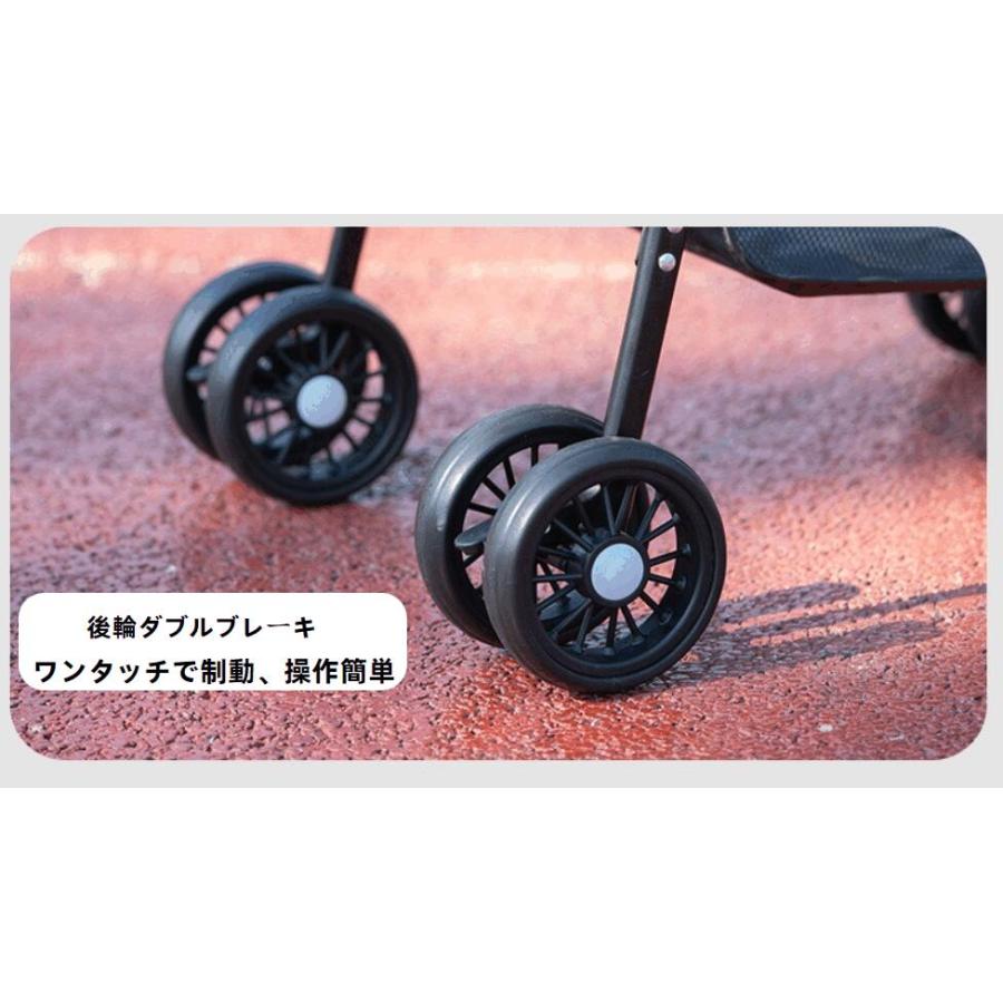 ペットカート 犬猫用バギー 軽量コンパクト折りたたみ 多頭用4輪 前輪