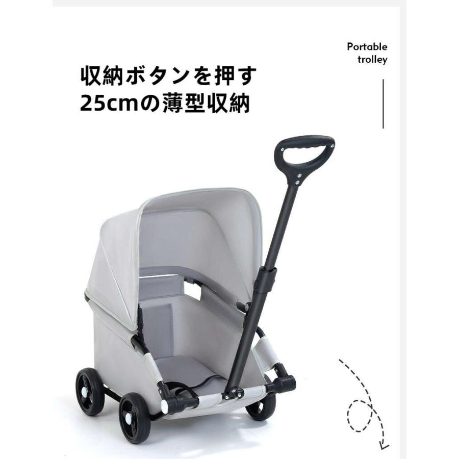 ペットカート グレー 折りたたみ式 小型犬用ペットカート 折りたたみ式 軽量コンパクト ラバーキャスター