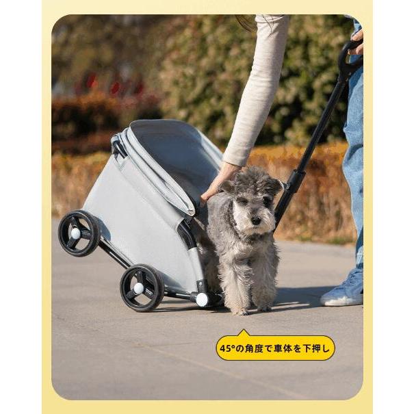 小型犬用ペットカート 折りたたみ式 軽量コンパクト ラバーキャスター
