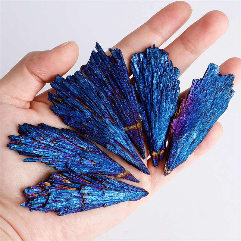 天然ブラックトルマリン原石|メタリックコバルトブルー火炎feather水晶
