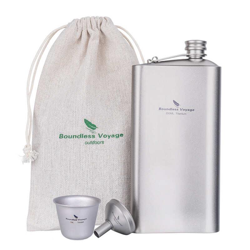 純チタン製 ワインボトル 200ml・250ml 漏斗付き 携帯用ミニ酒壺 超軽量 サビに強い キャンプ ピクニック お花見の画像