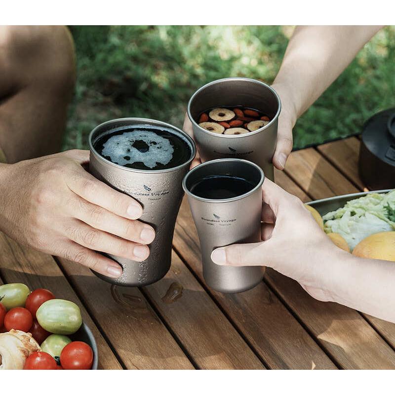 純チタン製 ビアマグカップ|600ml・380ml・240ml|アウトドア用 携帯