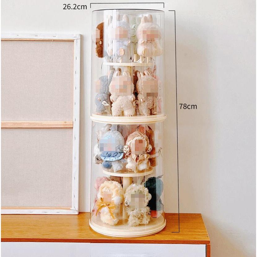 ラブブ専用360°回転式アクリル展示ケース 防塵フィギュア収納ボックス