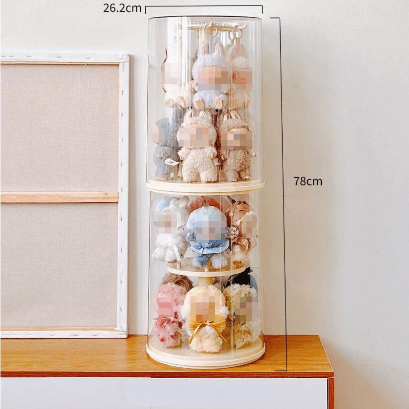 ラブブ専用360°回転式アクリル展示ケース 防塵フィギュア収納ボックス