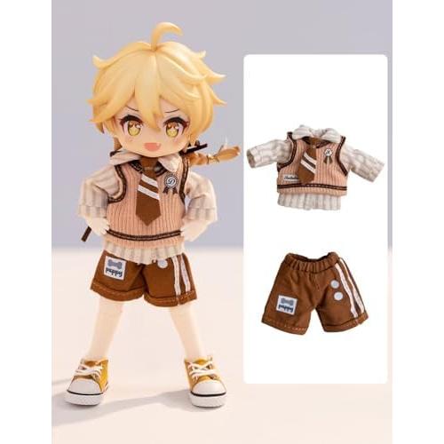 オビツ11 1/12 ドール 制服　茶色　6点　　セット　水玉　チョコレート オビツ11cm用 男の子制服セット 学ラン風 シャツ ネクタイ ウエスト