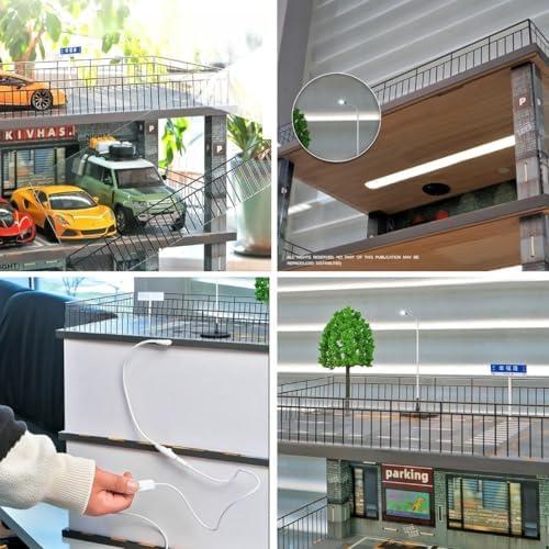 1:24スケール 2階建て駐車場ジオラマ ミニカー展示ケース LEDライト