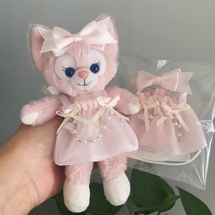 ディズニー Sサイズぬいぐるみ用 着せ替え服 水色ストライプ フリル