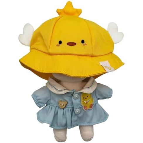 10cmぬいぐるみ用着せ替えセット 黄色ひよこ帽子・水色ワンピース うさ