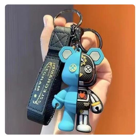 3D立体デザイン ロボット熊 キーホルダー シリコン素材 バッグチャーム