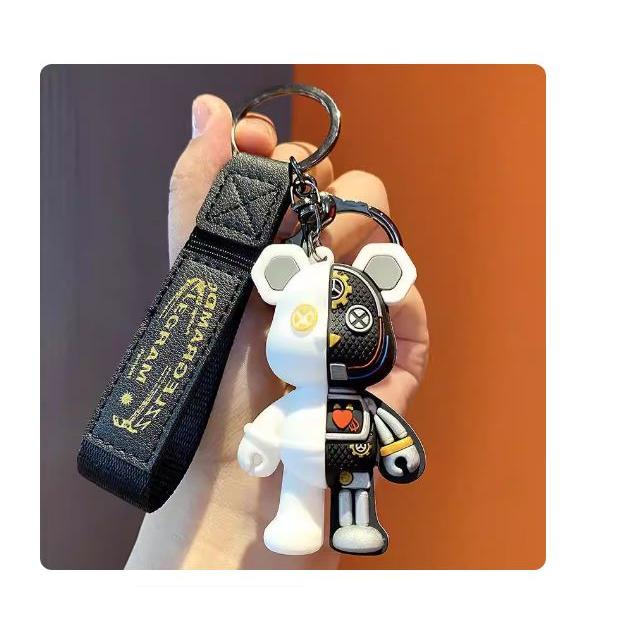 3D立体デザイン ロボット熊 キーホルダー シリコン素材 バッグチャーム