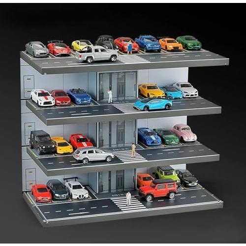 1/64スケール ミニカー収納ケース エレベーター式 高透明アクリル 木製