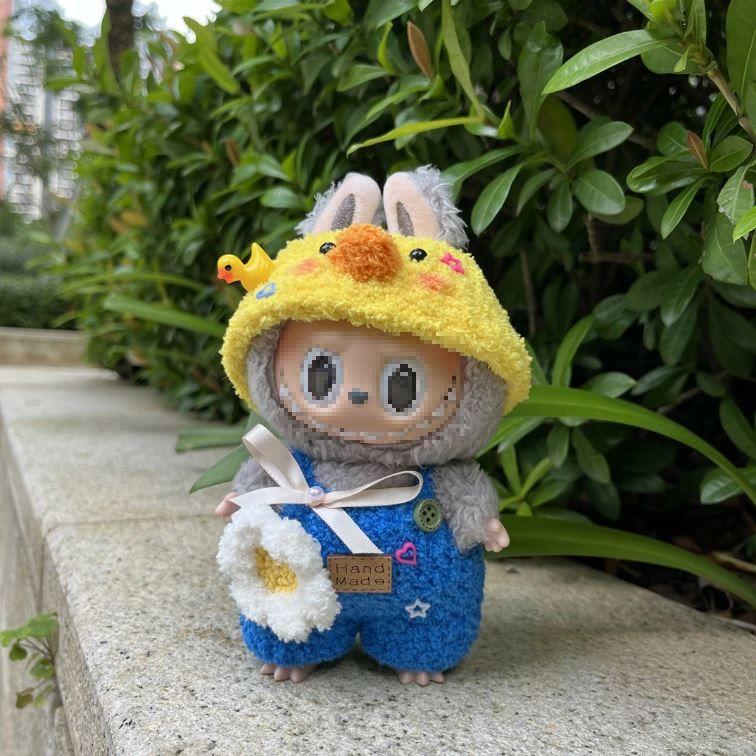 ラブブぬいぐるみ 17cm専用 手作りデニムオーバーオール＆帽子セット