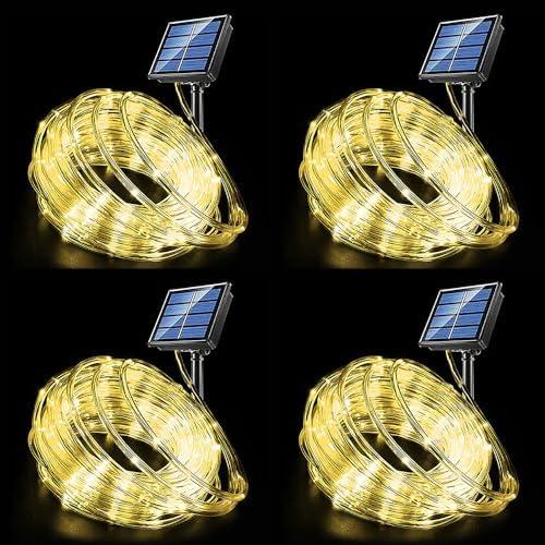 ソーラーイルミネーション チューブライト 20m 200LED 屋外防水 耐久性 ゴールド 8パターン点灯 クリスマス ハロ_13