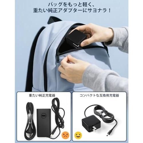 Dell ノートPC用 ACアダプター 65W GaN採用 軽量小型 折畳プラグ 対応