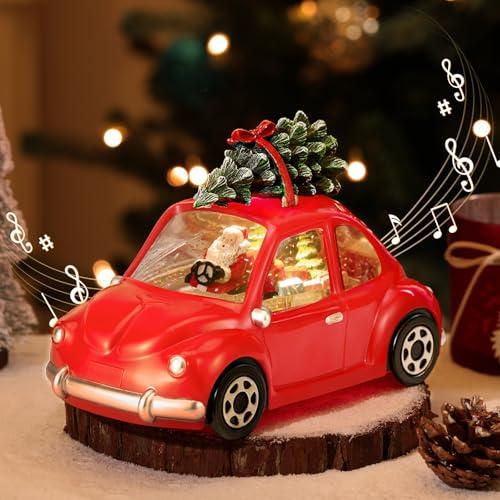 クリスマスツリー スノードーム LEDライト付き 8曲自動ループ サンタ