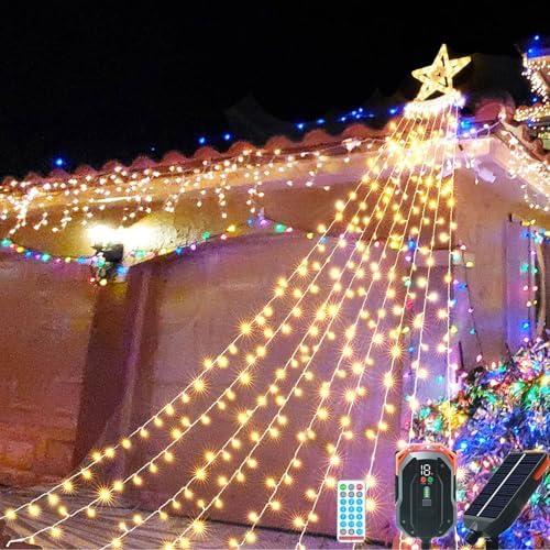 ソーラー式LEDイルミネーション 星モチーフ350球 防水仕様 リモコン