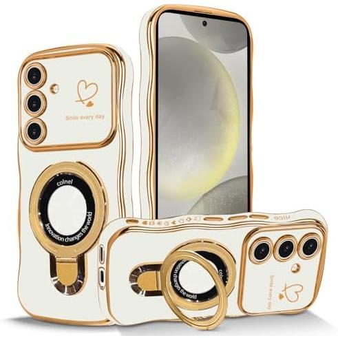 サムスンGalaxy S22 ハートケース TPUシリコン 耐衝撃 メッキホワイト 