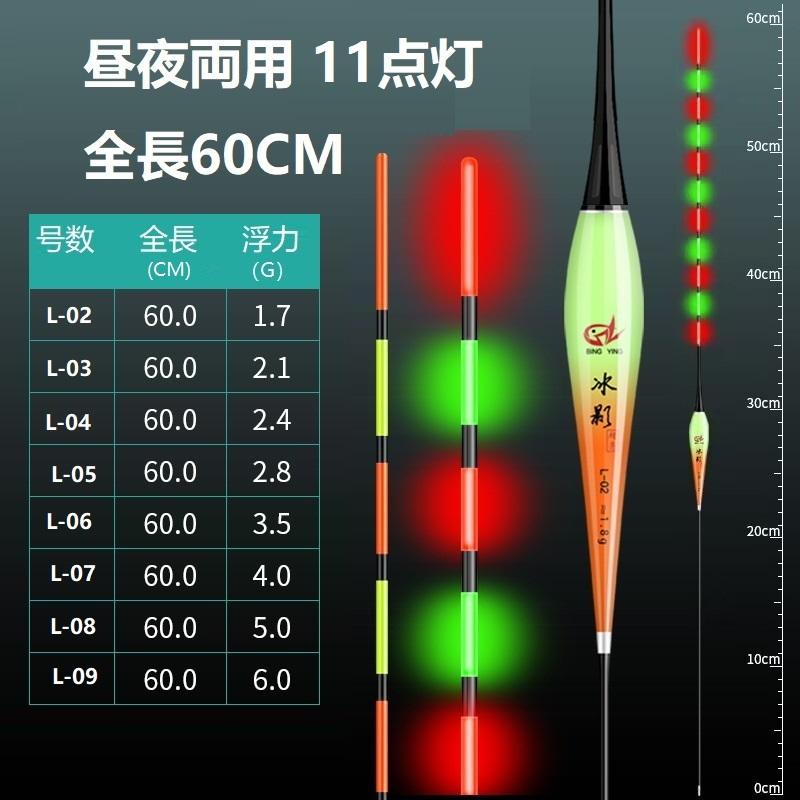 釣り浮き 電気ウキ 昼夜両用 11点灯 全長60CM へら浮き 釣りブイ