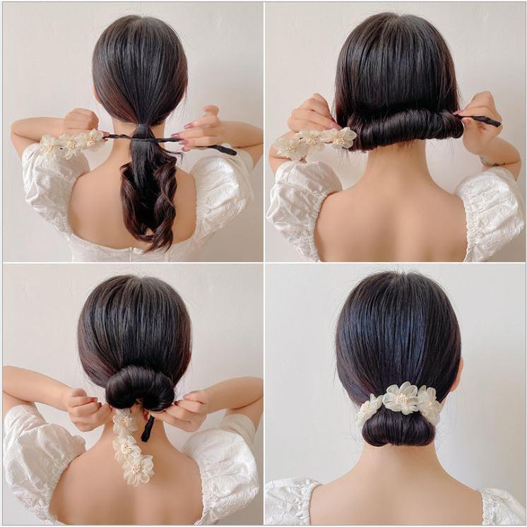 人気商品ランキング お団子ヘアメーカー花型 お団子ヘアアレンジ パール 可愛い 花型 韓国風ヘアバンド ヘアアクセサリー ヘアピン ヘアクリップ ヘアゴム 簡単 Aynaelda Com
