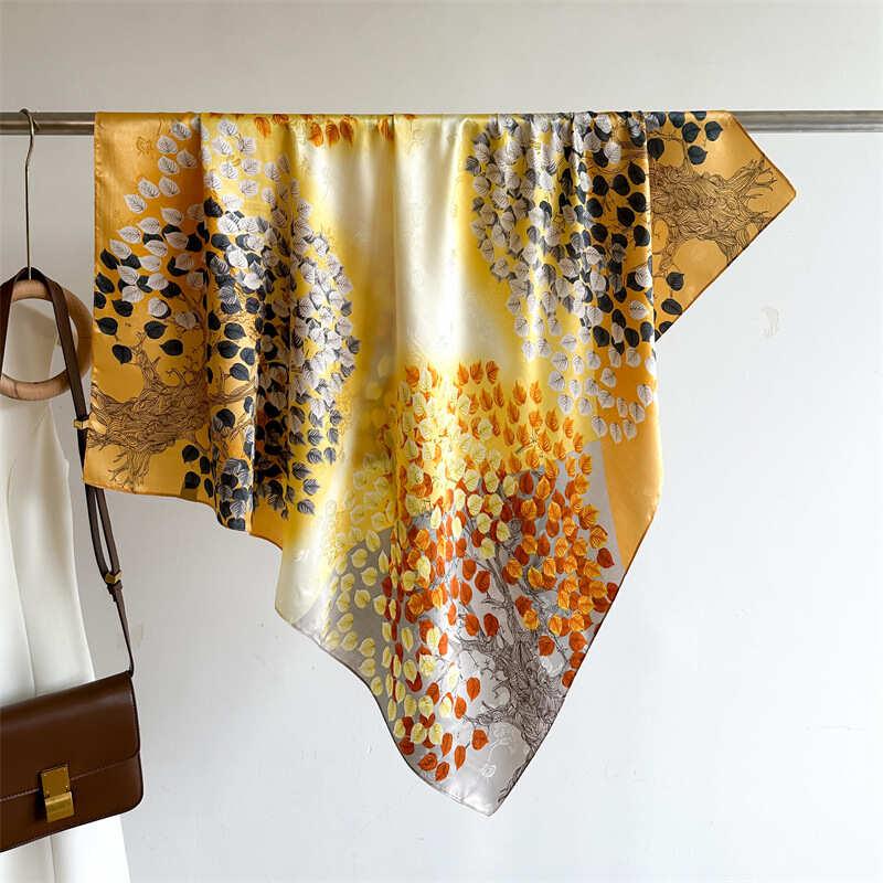 ヘアスカーフ 90cm 大判 斜めストライプ 幾何学模様 シンプルデザイン