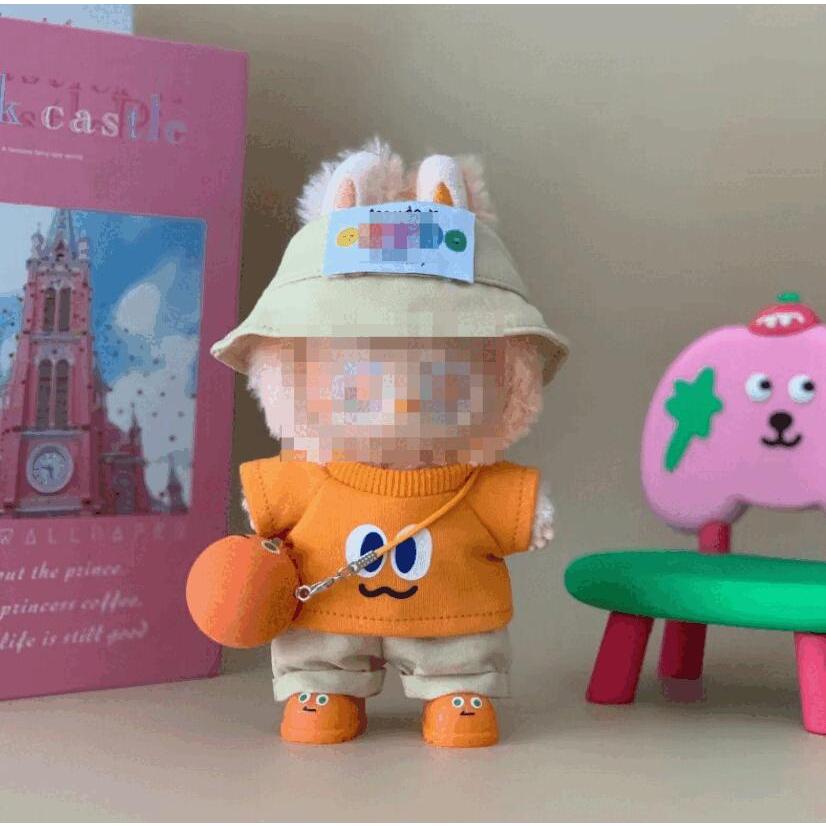 Labubu 17cm 専用 オレンジ色 運動風ファッションセット｜トレーナーと