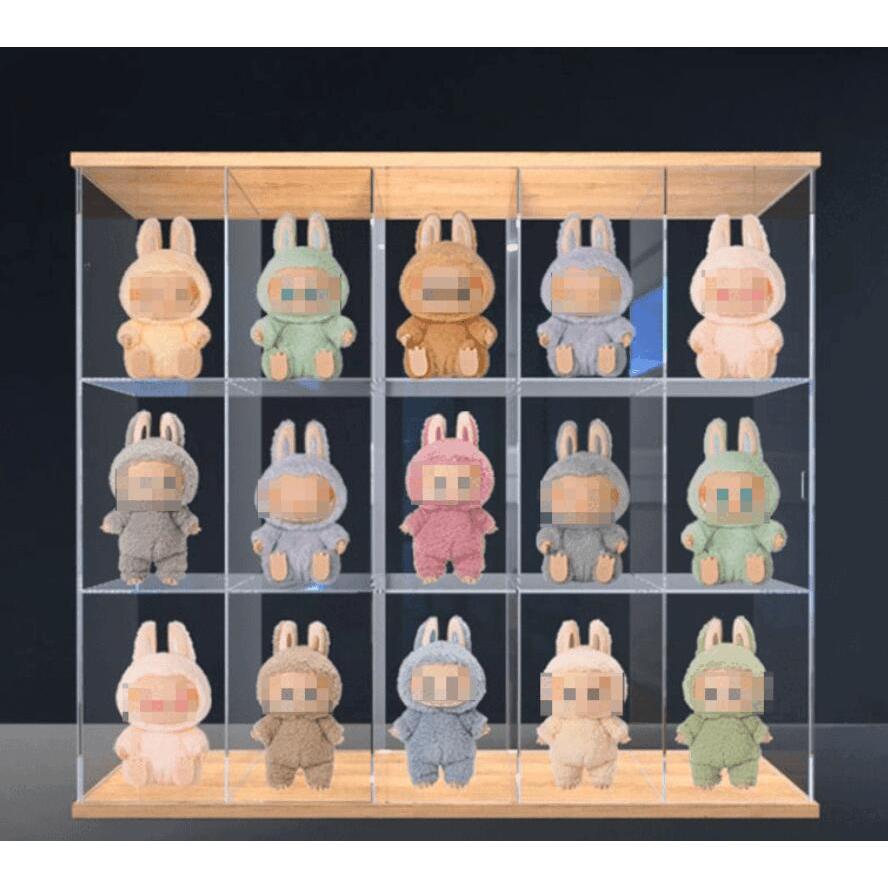 ラブブ専用 アクリル多段収納ケース 透明 仕切り付き 防塵 フィギュア