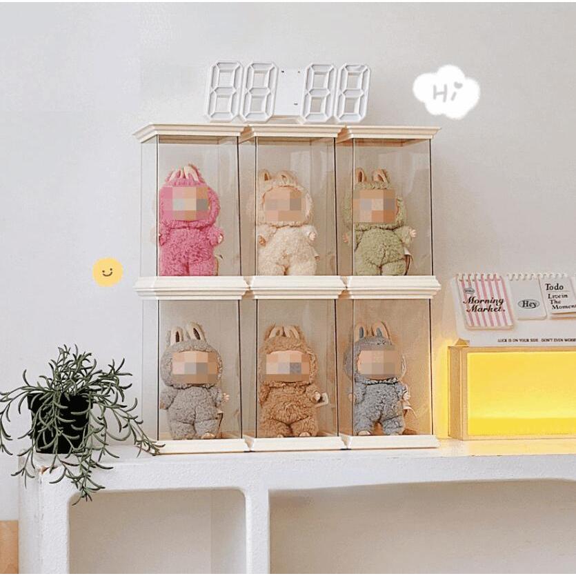 ラブブ専用ディスプレイケース ローマ柱デザイン 透明アクリル製 防塵