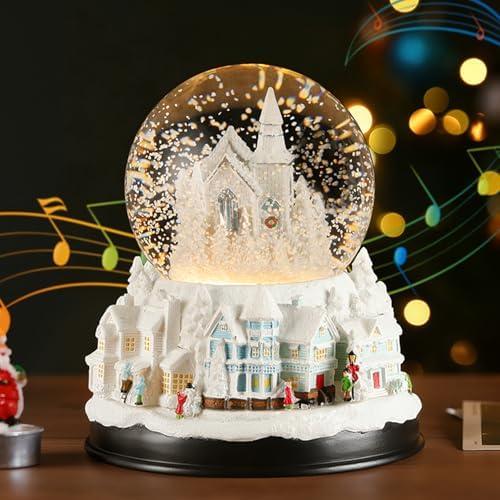 クリスマススノードーム ツリー型 ライト内蔵 自動タイマー 8曲自動