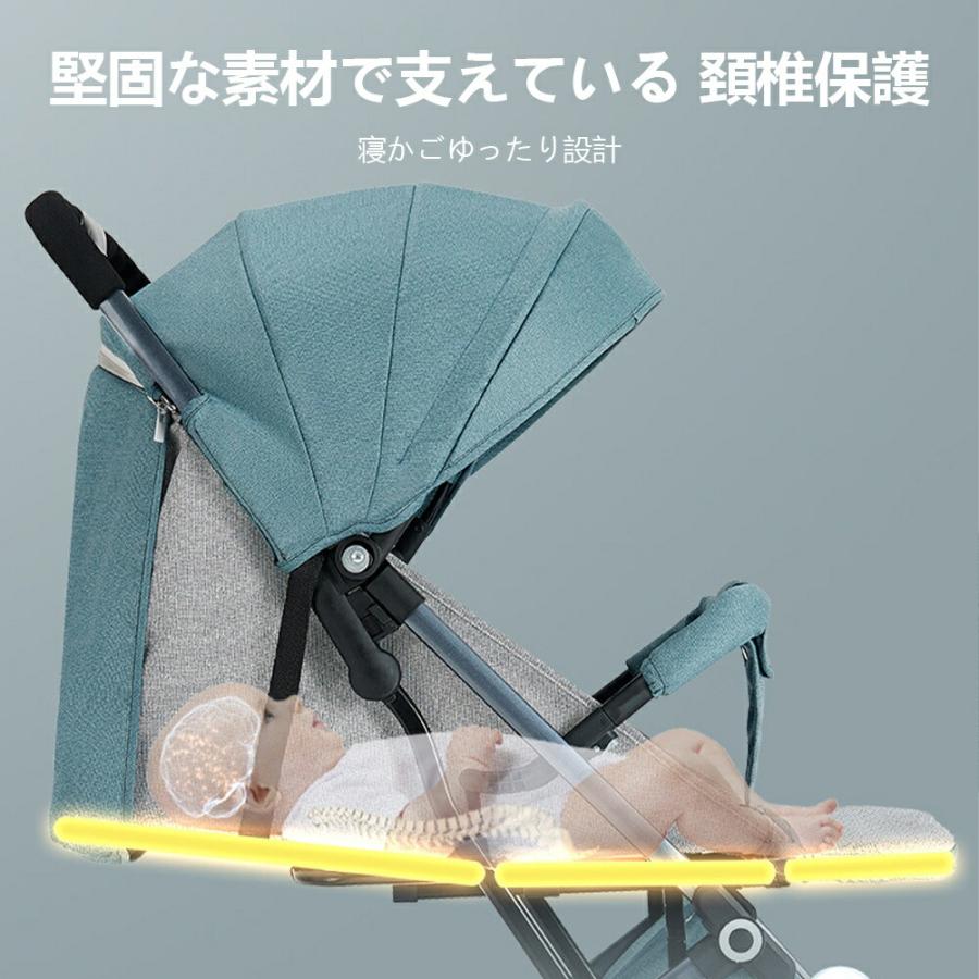 ベビーカー 軽量アルミフレーム コンパクト折り畳み リクライニング 