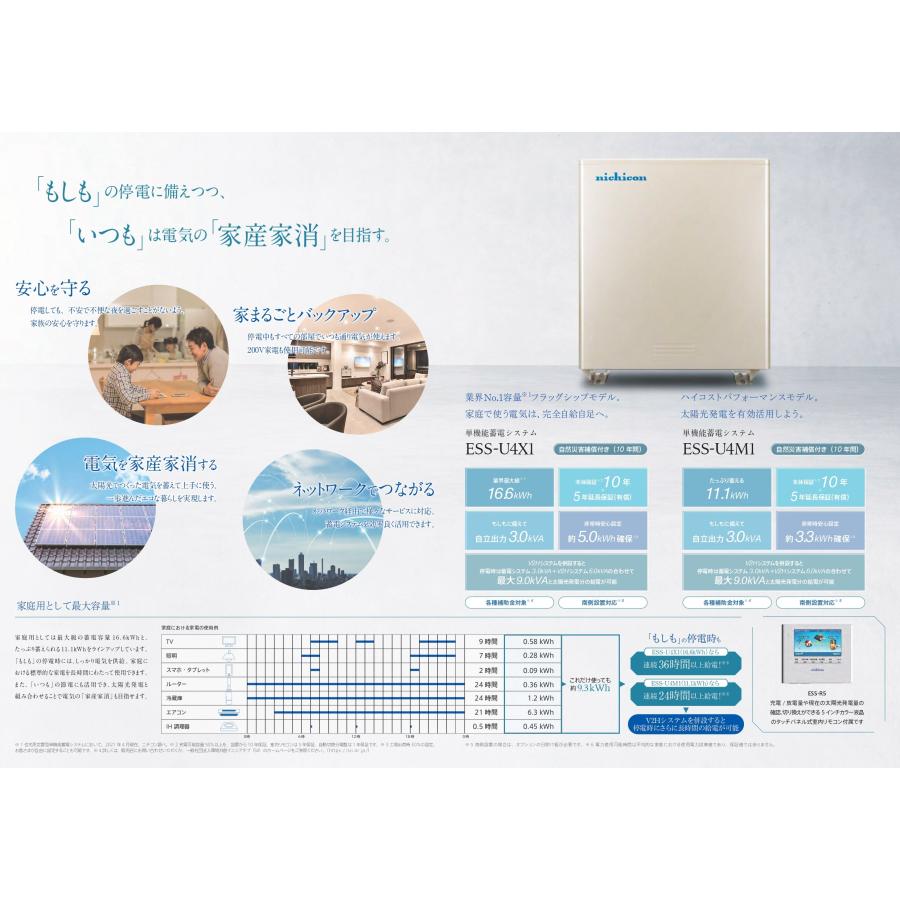 【交渉歓迎！】 容量 11.1kW NICHICON ニチコン 蓄電 ESS-U4M1 家庭用 蓄電システム_2