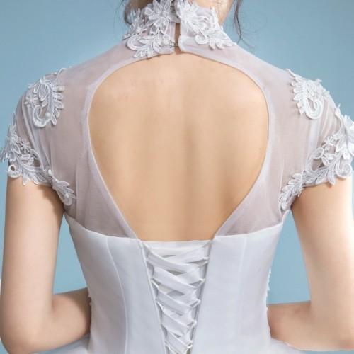 レース ハイネック 半袖 ウェディングドレス インナードレス オーダーメイド プリンセスライン ハイネック 半袖 ウェディング