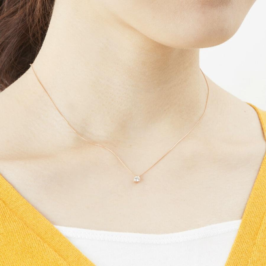 送料込み 18金ピンクゴールドネックレス ダイヤモンドネックレス 0.15