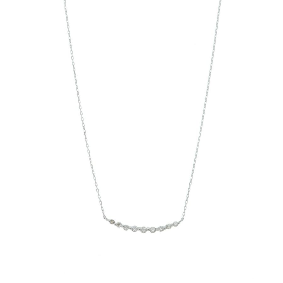 送料込み 18金ラインネックレス K18ホワイトゴールドネックレス 0.1ct  
