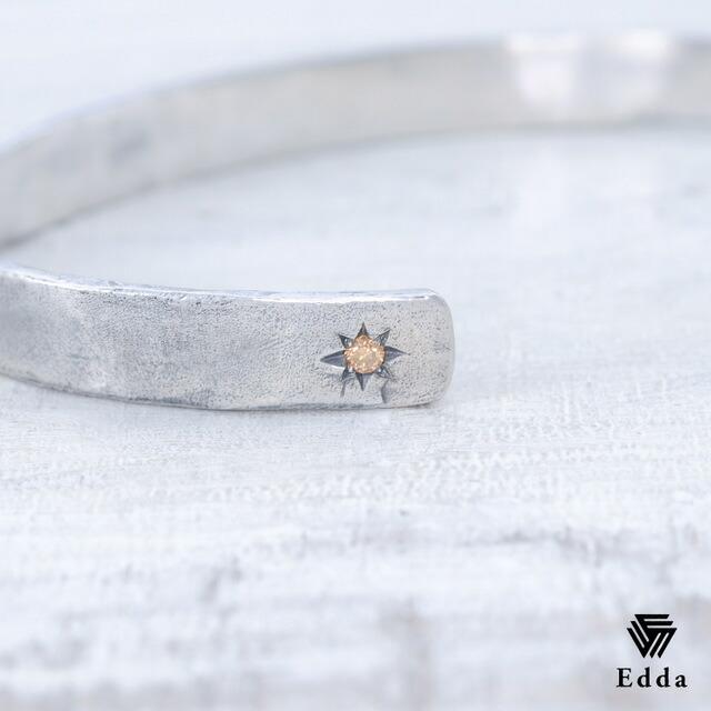 おしゃれバングル かっこいい バングル シルバーバングル シルバーブレス ダイヤモンド おしゃれ ペアブレス ブレスレット ダイヤ 19juuku Edda エッダ 送料込みの画像