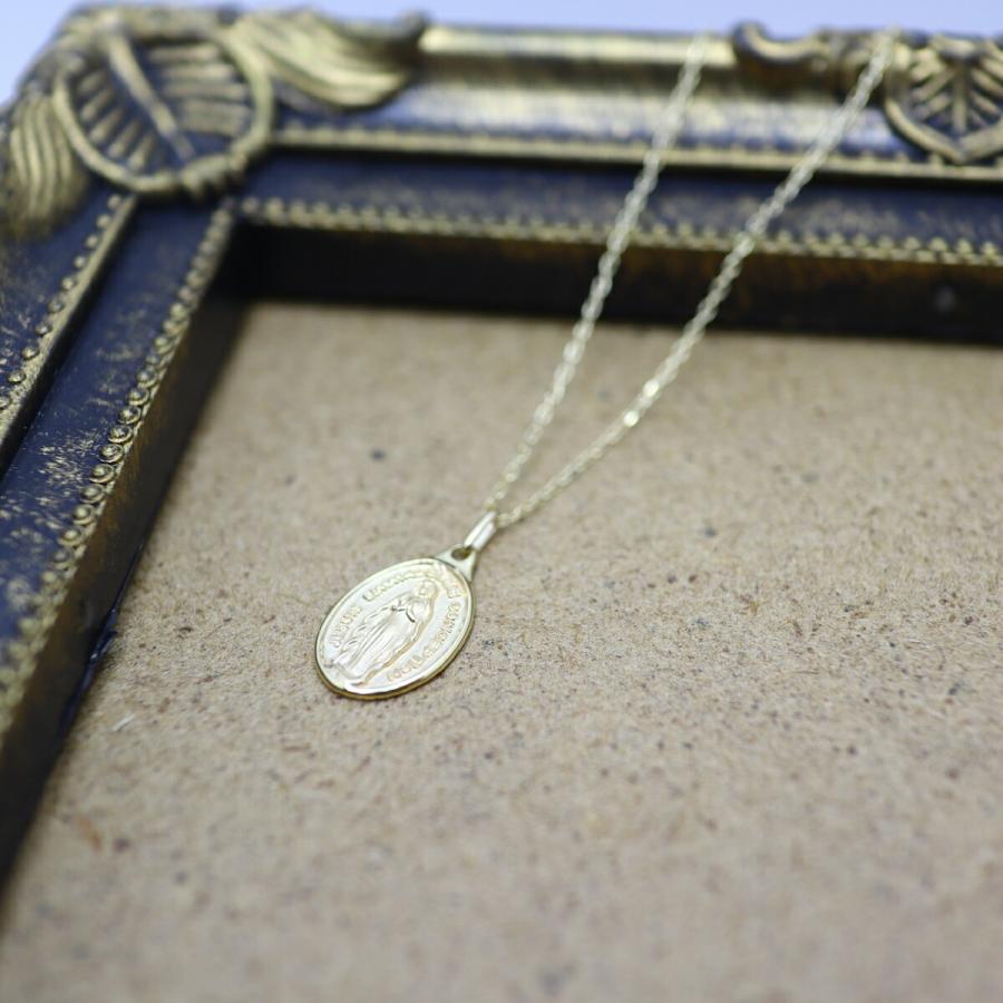 送料込み K10イエローゴールドネックレス リバーシブルネックレス ネックレス 10金ネックレス ペンダント マリア キリスト 誕生日 K10 品質保証 安い 小の画像