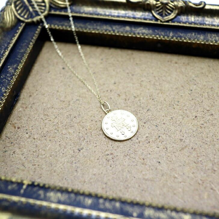 送料込み コインペンダント K10 リバーシブルネックレス ネックレス 10金ネックレス ペンダント 馬 ホース 誕生日 K10 プレゼント 品質保証 安い 大の画像