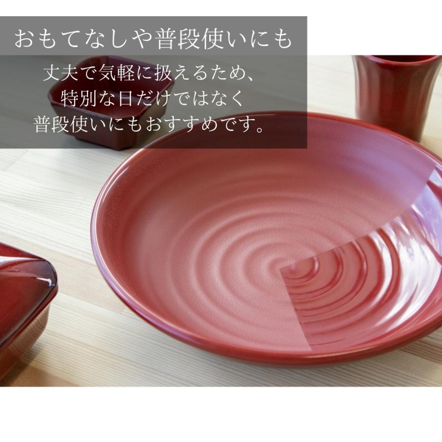Thunder Group 丸型プレート 直径23cm 高さ5cm 漆器のようなメラミン