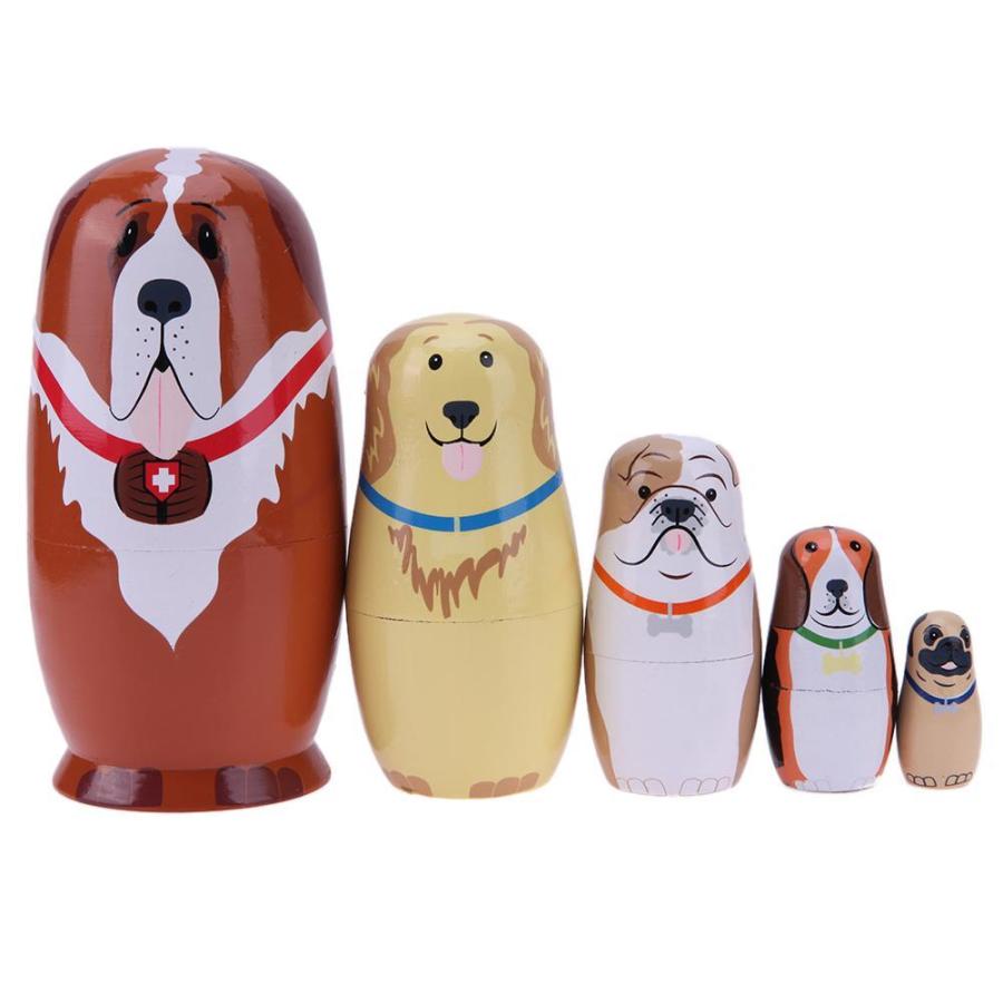 マトリョーシカ ロシア人形 木製 おもちゃ 置物 犬 手作り 5個 :puls-00001036:チアフィルプラス - 通販 -  Yahoo!ショッピング