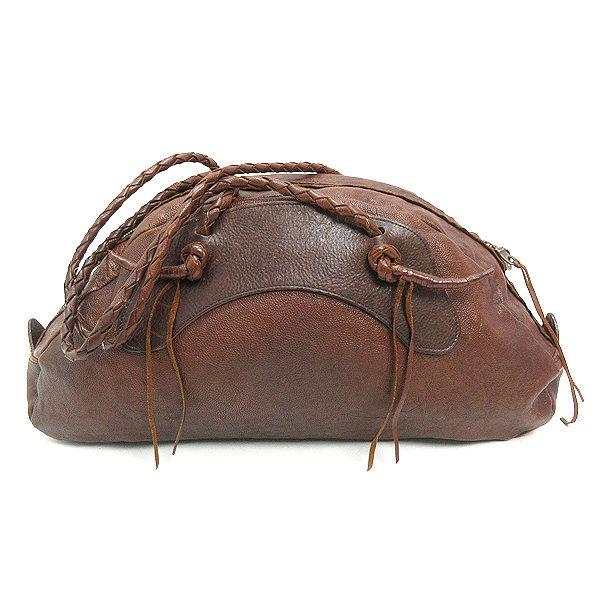 WW アルフレッドバニスターパALFREDO BANNISTER型押しレザーボストントートバッグ 茶BAG/牛革【中古】 10067181マニライズ ユーズドストア 通販