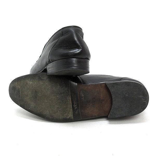 【6E】バリー/BALLY 型押しレザー タッセルローファーシューズ/黒MENS