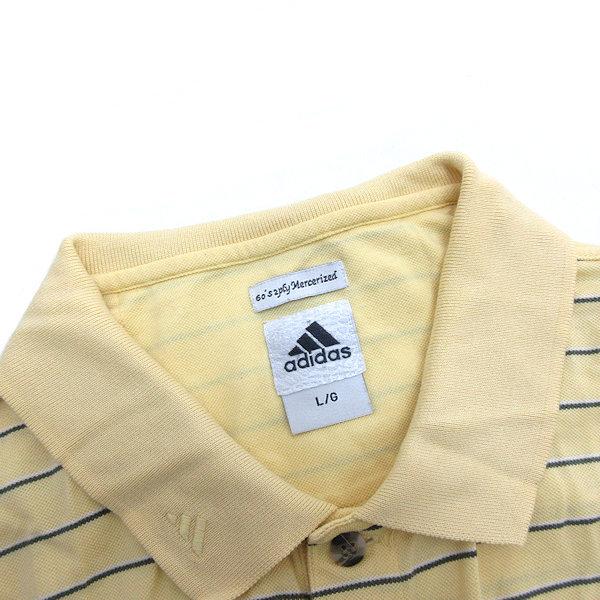 X☆90年代 アディダス/adidas ボーダー柄 半袖ポロシャツ/鹿の子地【L