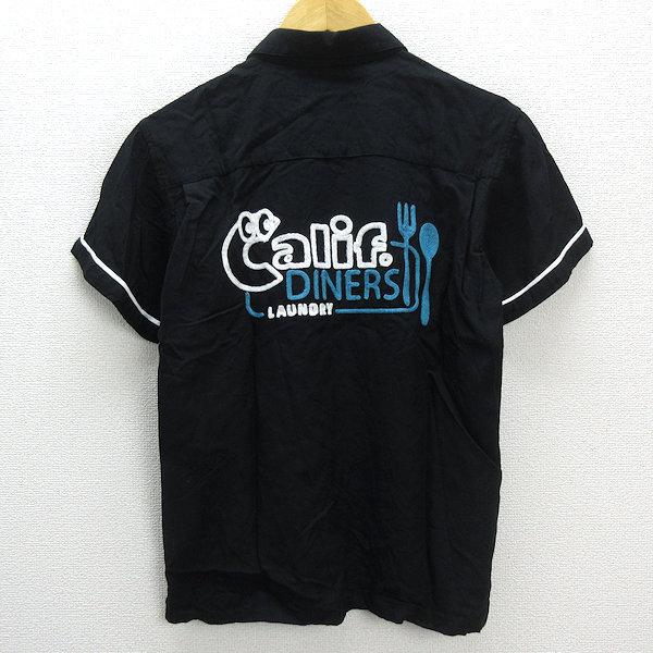 クロマニヨンズ 半袖ボーリングシャツ 新品 k□ランドリー/LAUNDRY 半袖ボウリングシャツ/ボーリングシャツ【S】黒