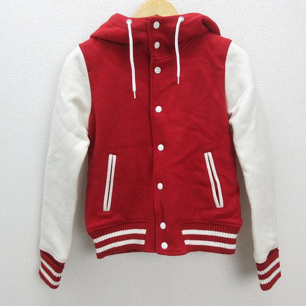 祝開店 大放出セール開催中 K ロデオクラウンズ Rodeo Crowns フーディウールスタジャンjkt S 赤白 Ladies 59 中古