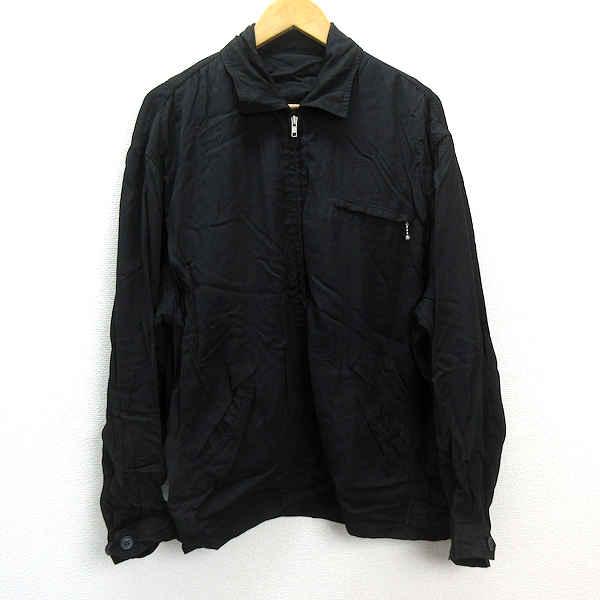 インド製 ASHA BY MDS 90s 総刺繍ジャケット ジップアップ 黒 サテン 黒龍刺繍 スカジャン 黒×黒 L LL Embroidered jumper