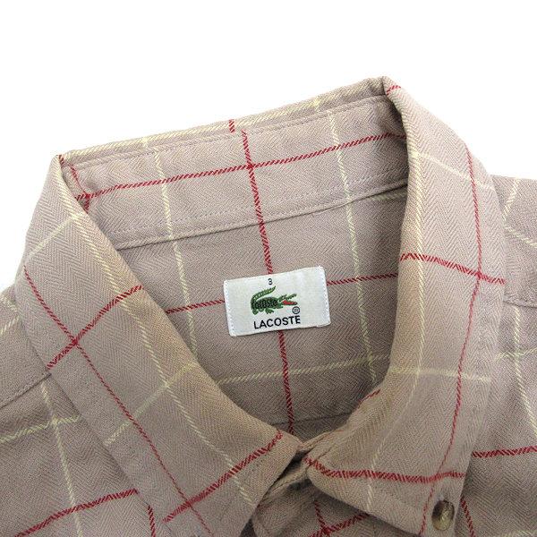 k□ラコステ/LACOSTE チェック柄 長袖ボタンダウンシャツ【3 k□ラコステ/LACOSTE チェック柄 長袖ボタンダウンシャツ【3