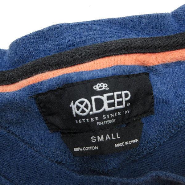 s■10ディープ/10.DEEP ボーダー柄 胸ポケット付き Tシャツ【S】紺 橙/MENS/95【中古】｜1976maniraizu｜02