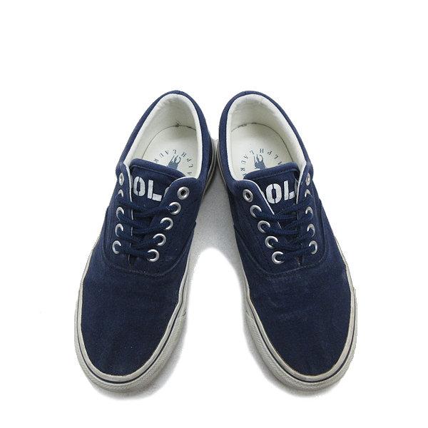 Poloラルフローレン　スニーカー ネイビー 22.5cm程度 POLO RALPH LAUREN - POLO RALPH LAUREN レザー スニーカー 紺