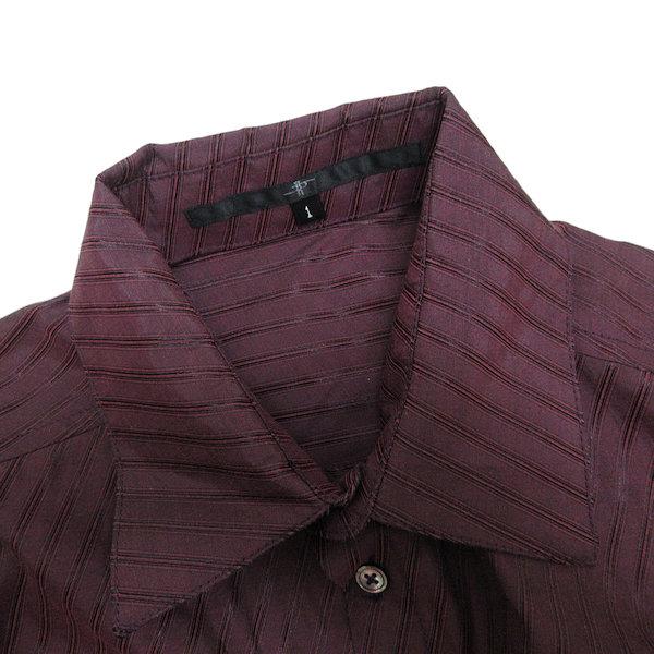 s□ノーアイディー/NO ID. 斜めストライプ柄 半袖シャツ【1】赤